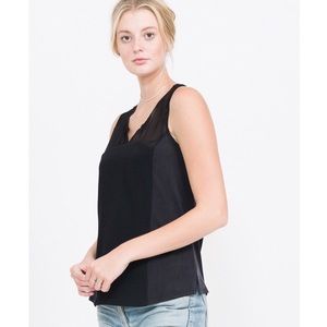 QUINN 'Edith' Mixed Media Tank in Black
